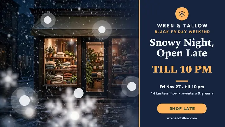 Wren and Tallow snowy late night thumbnail template