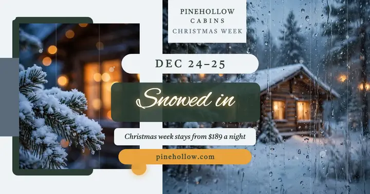 Pinehollow Christmas cabin getaway post: christmas cabin getaway post template