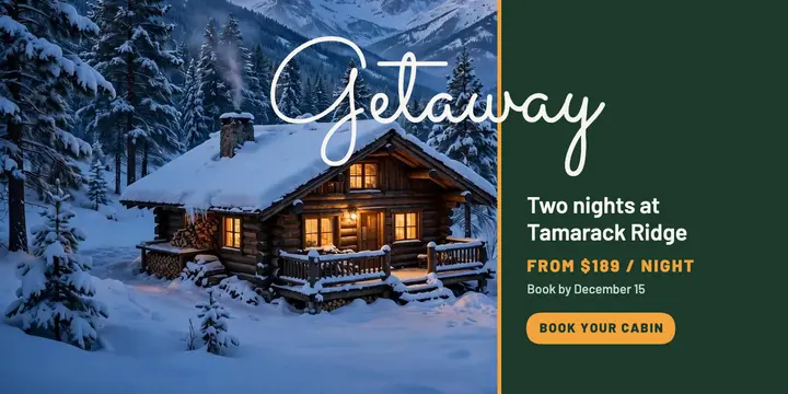 Snowy cabin getaway X post template