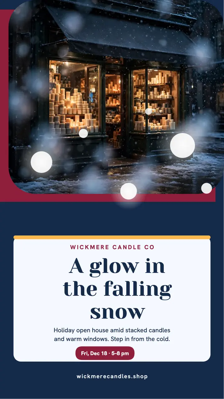 Wickmere snowy candle shop holiday story template
