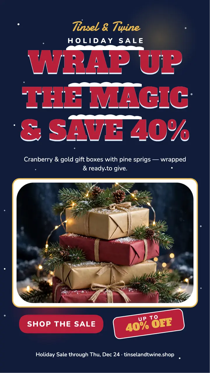 Tinsel and Twine snowy Christmas sale story template
