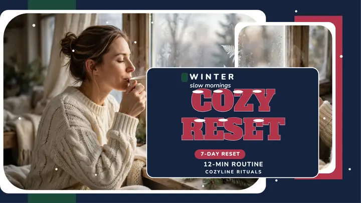 Snowy cozy reset routine thumbnail template
