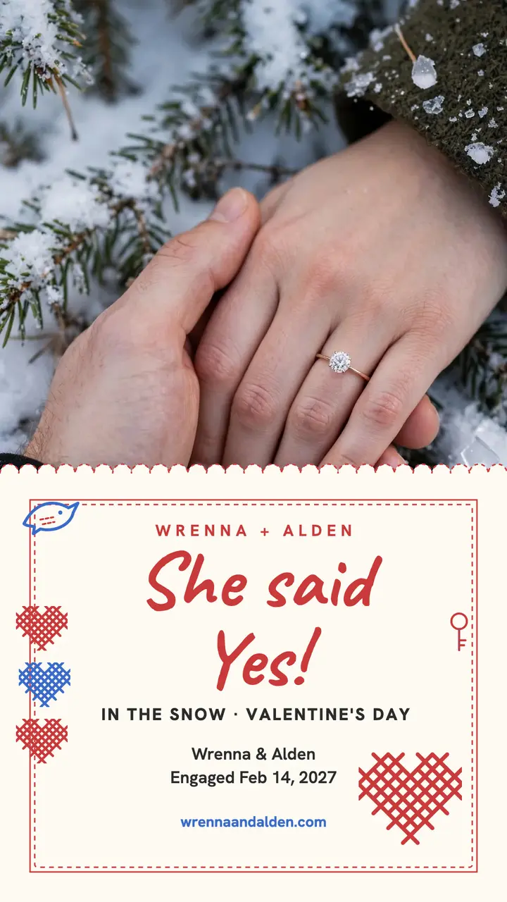 Wrenna and Alden snowy engagement story template