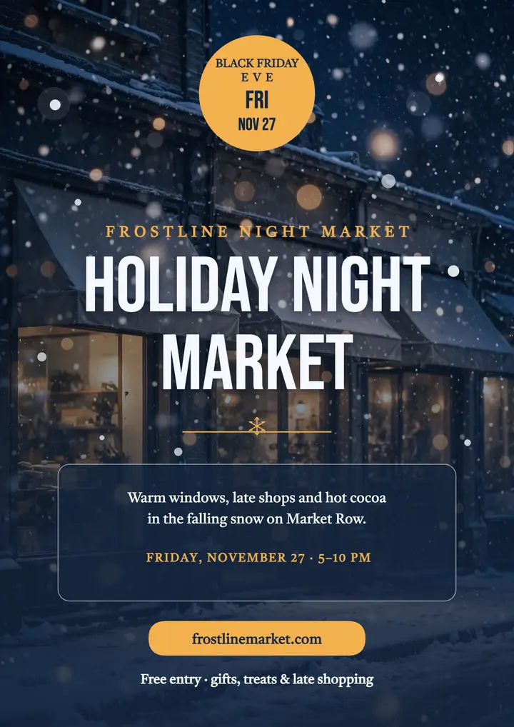 Frostline holiday night market flyer template