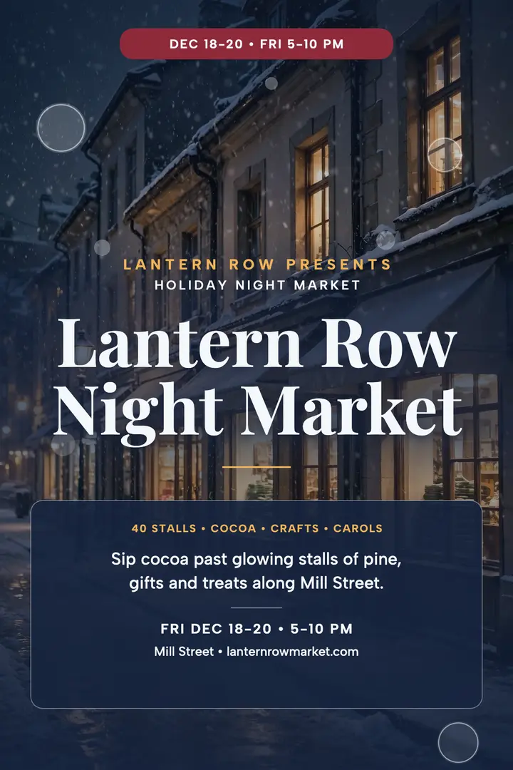 Lantern Row holiday night market poster template