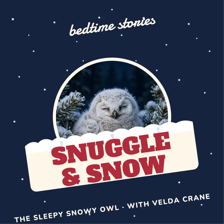 Snuggle and Snow sleepy owl podcast cover: bedtime stories podcast cover template