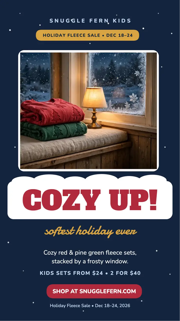 Snuggle Fern kids pajama sale story template