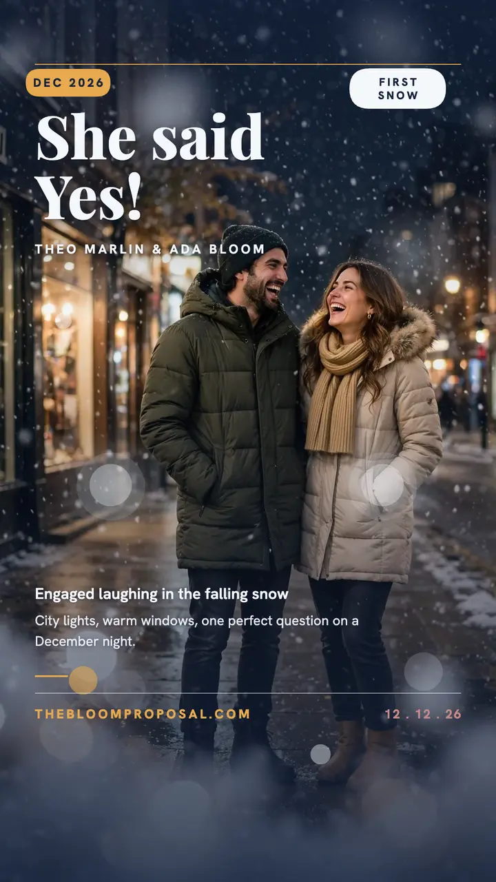 Snowy December proposal story: proposal announcement story template