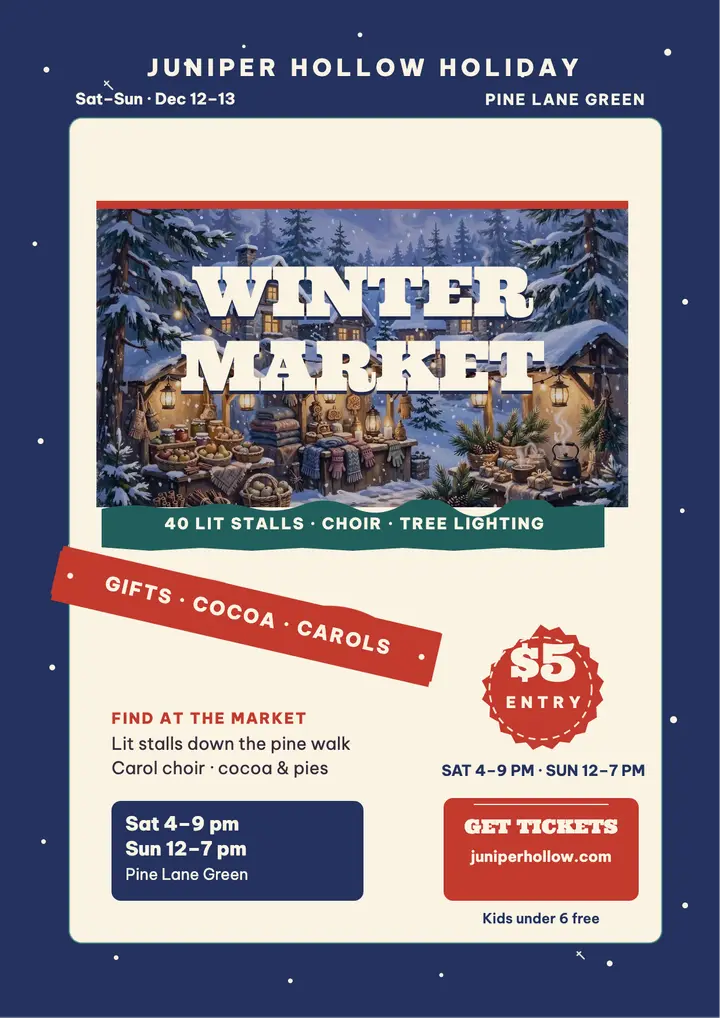 Juniper Hollow snowy market flyer template