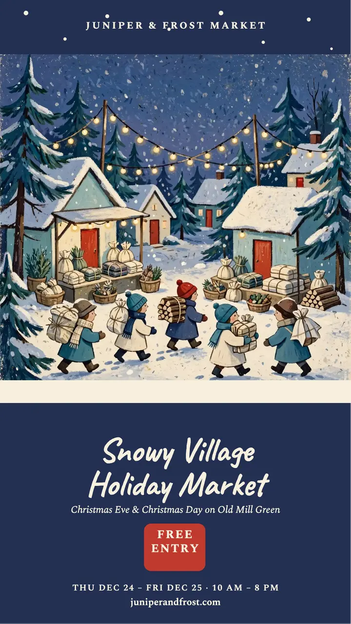 Juniper and Frost snowy market story template