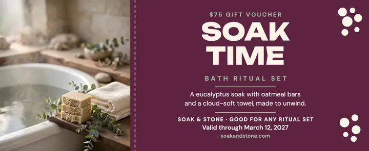 Soak and Stone bath ritual gift voucher template