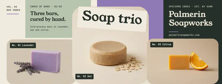 Palmerin Soapworks soap trio cover template