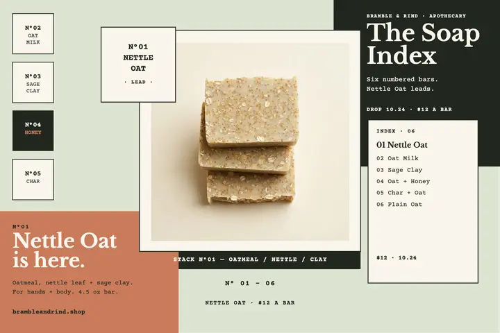 Bramble and Rind soap variants postcard template