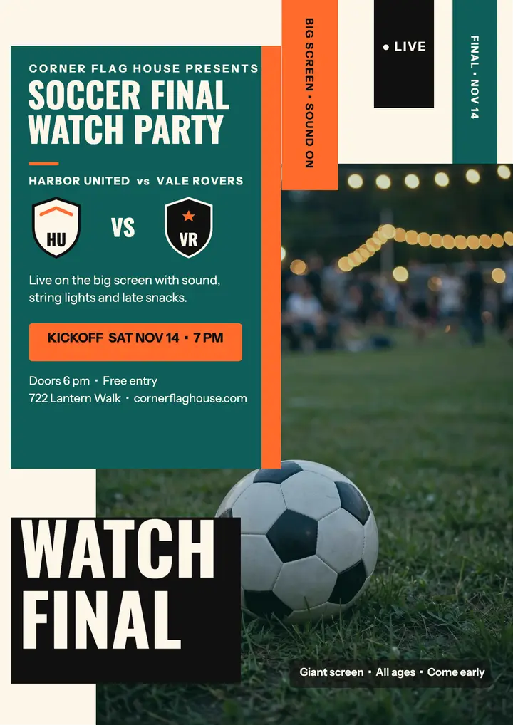 Corner Flag final watch party flyer template