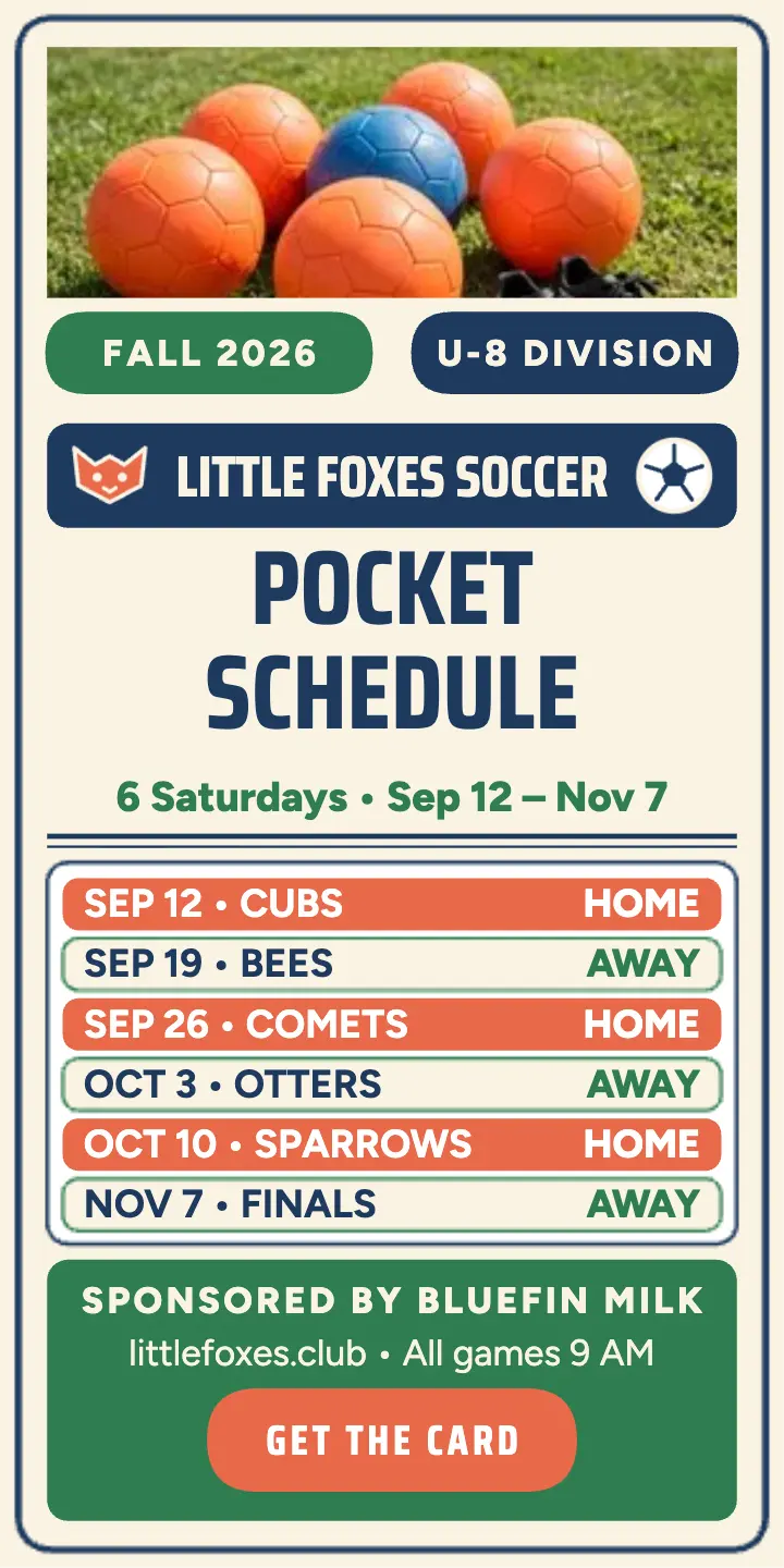 Little Foxes pocket schedule wallet card ad template