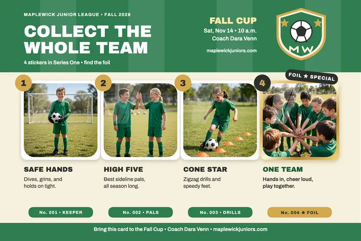 Maplewick soccer sticker album card template