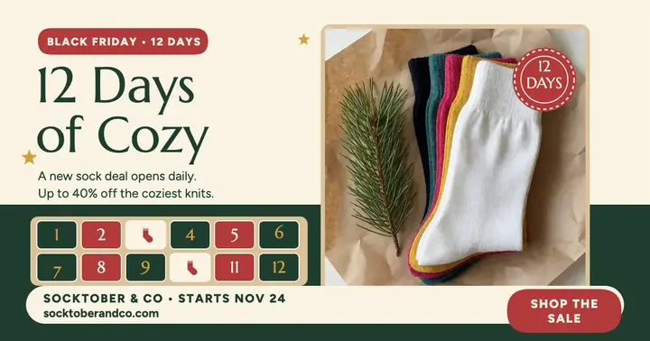 Socktober countdown doors Black Friday post: black friday sock sale post template