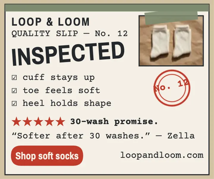 Loop and Loom sock inspection ad template