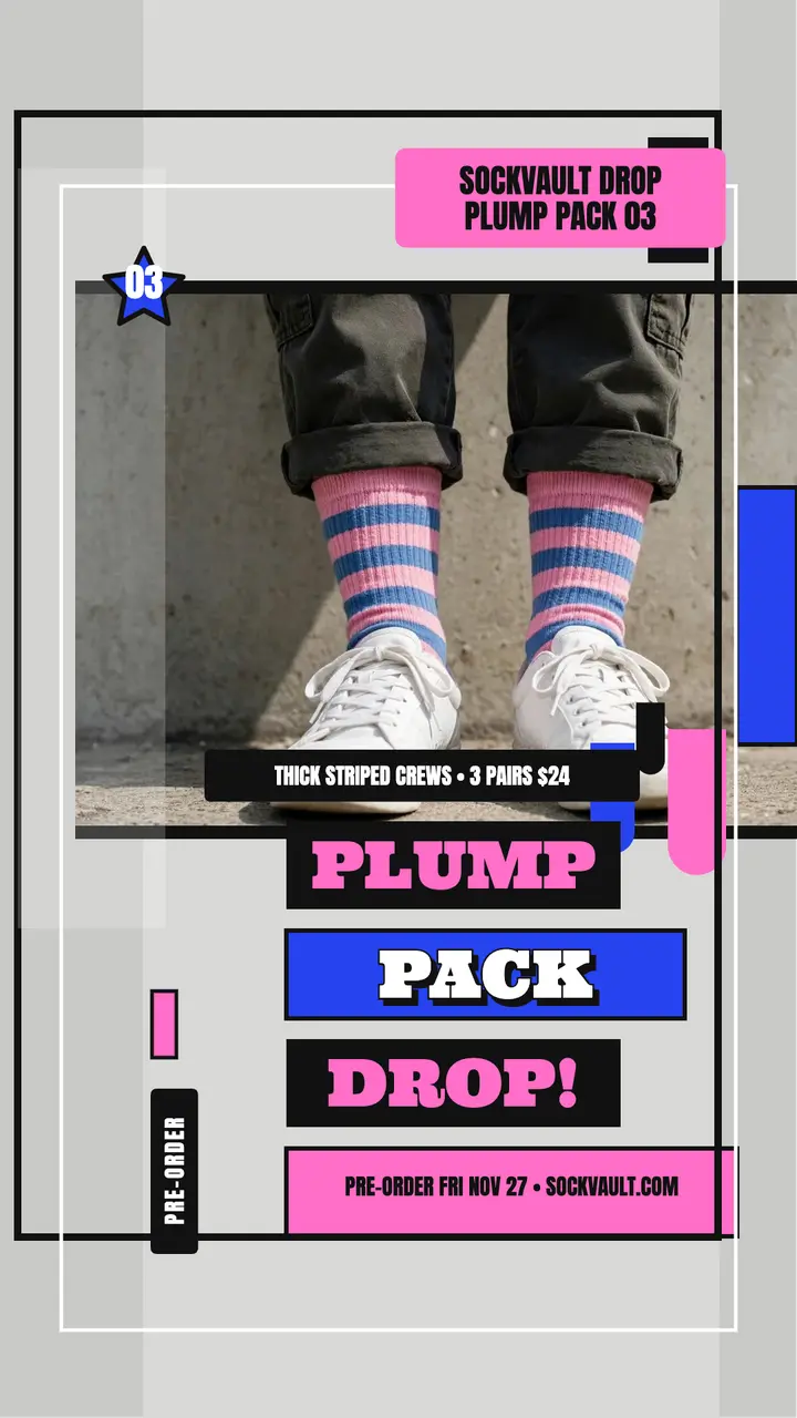 Sockvault Plump Pack sock drop story: sock drop story template