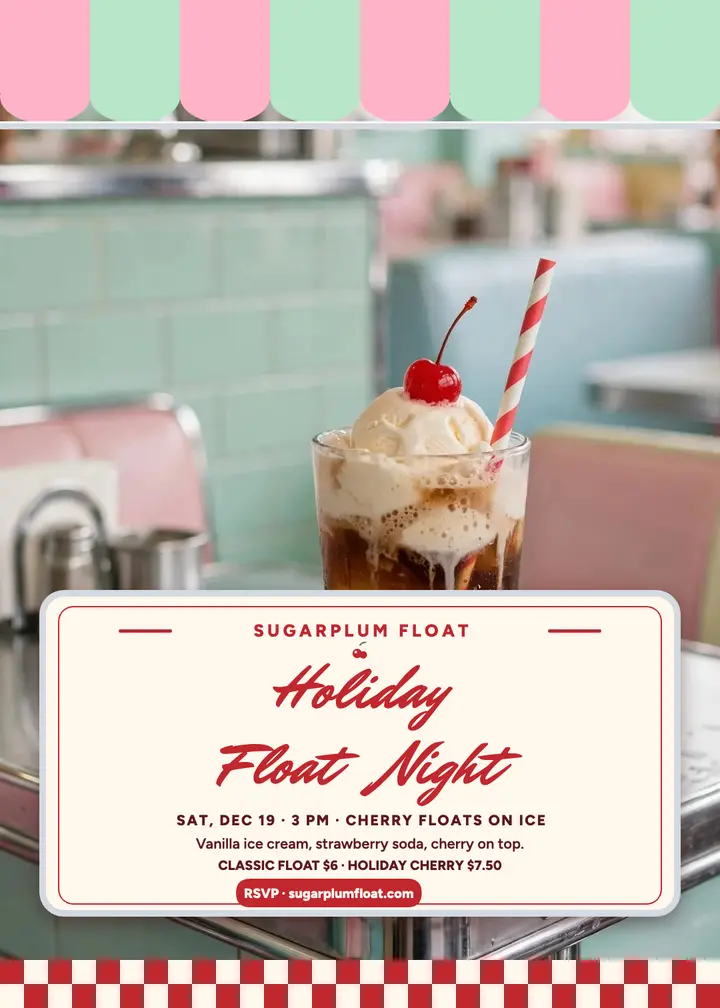 Sugarplum Float holiday invite template