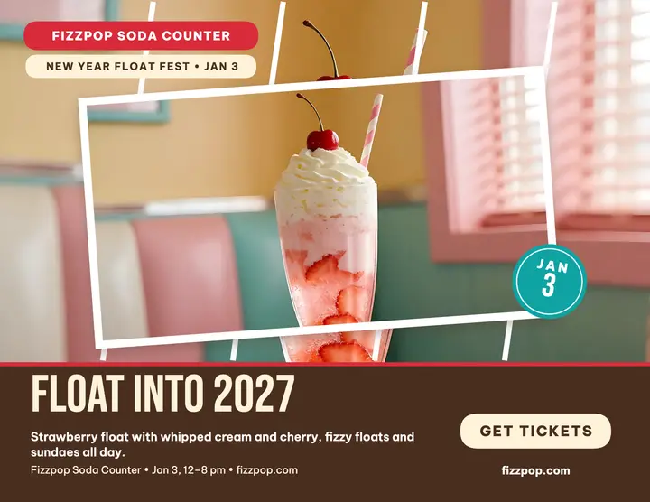 Fizzpop New Year float fest shard flyer template