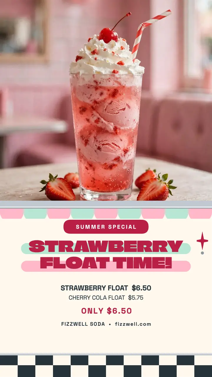 Fizzwell strawberry float summer story template
