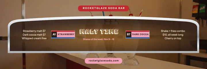 Rocketglaze Soda Bar shakes of the week header template