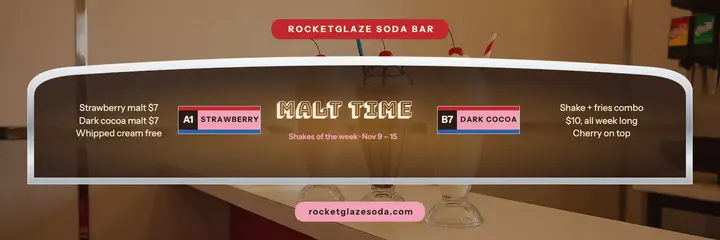 Rocketglaze Soda Bar shakes of the week header template