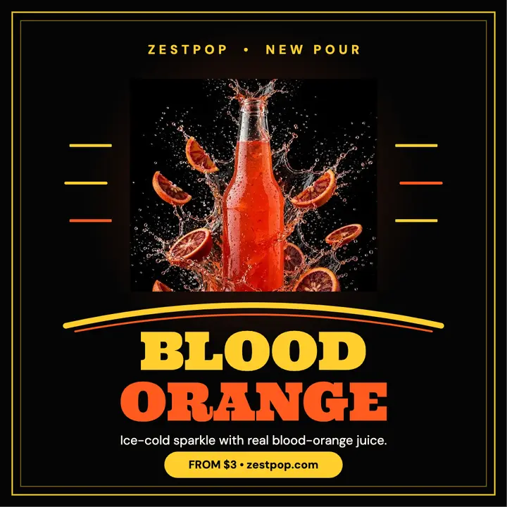 Zestpop blood orange soda leap poster template