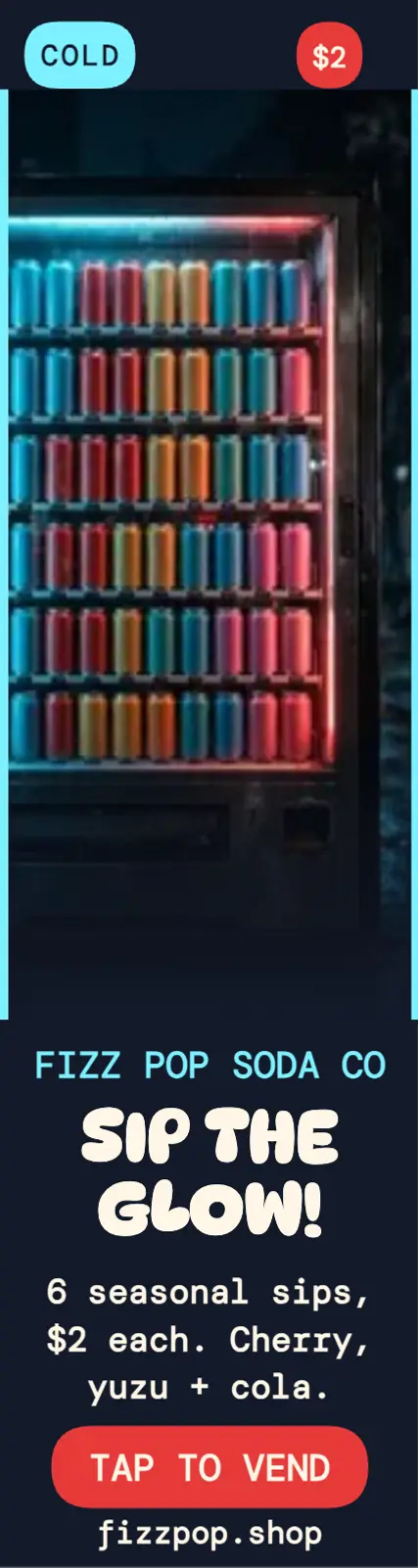 Fizz Pop soda vending skyscraper ad template