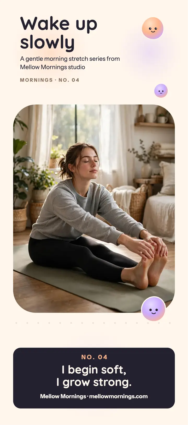 Mellow Mornings stretch affirmation rack template
