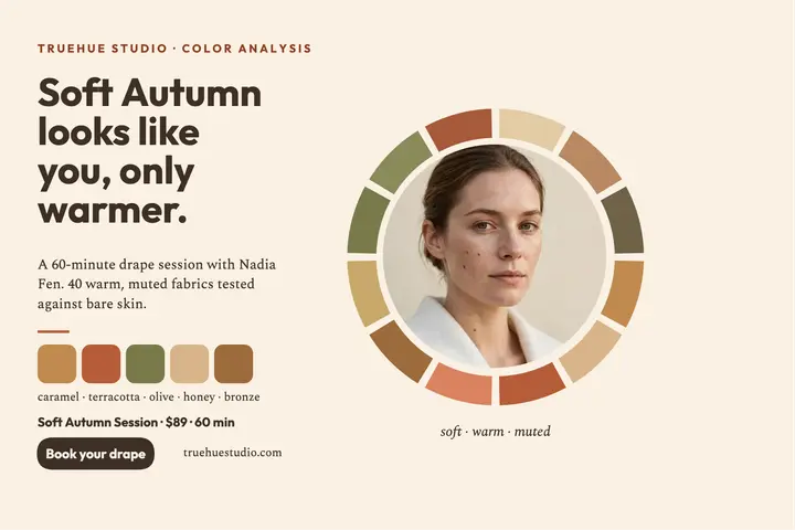 Soft Autumn session postcard, Truehue template