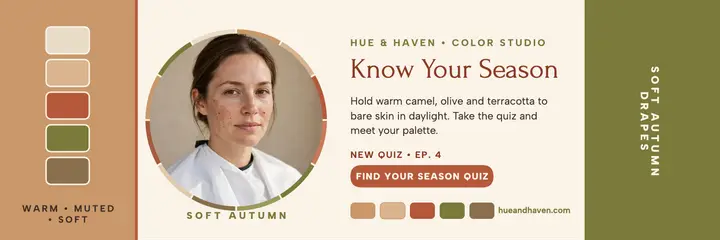 Hue and Haven soft autumn drape header: color analysis header template