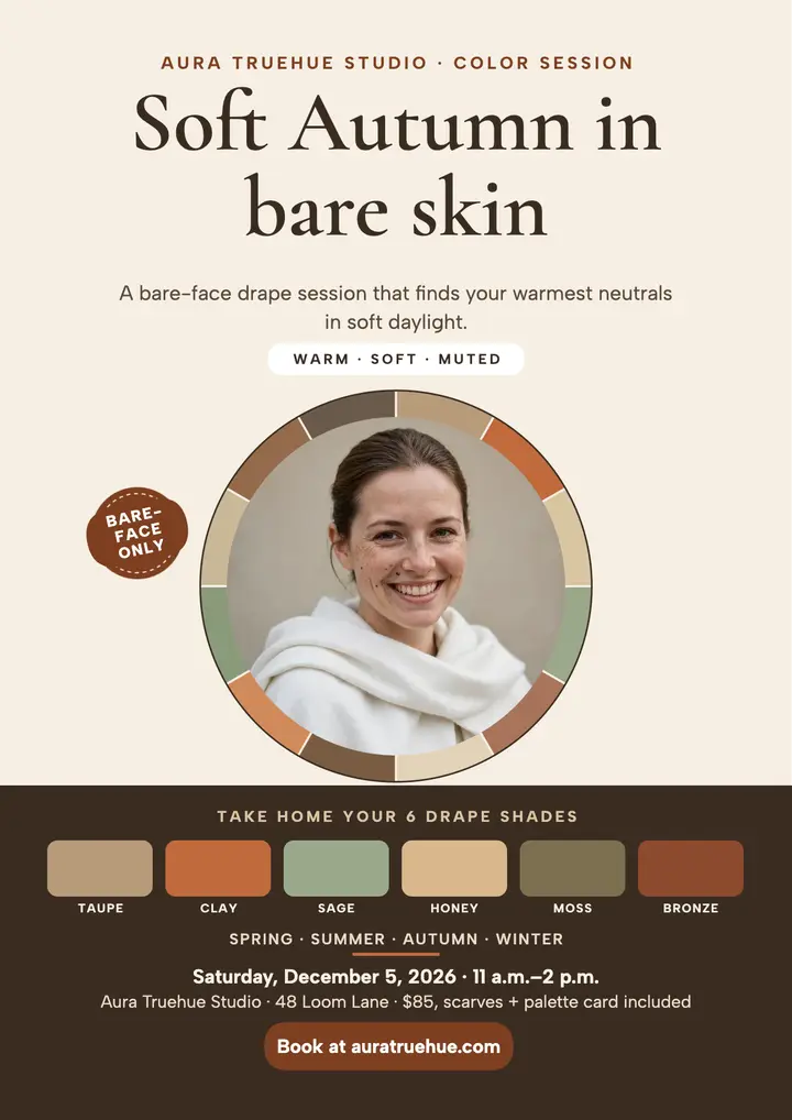 Soft Autumn bare-skin drape session flyer template