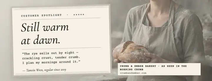 Crumb and Ember bakery review cover template