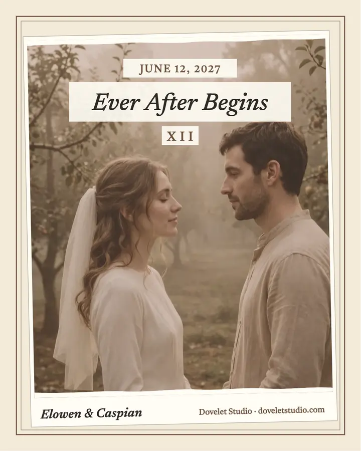 Elowen and Caspian soft focus wedding post: wedding portrait post template