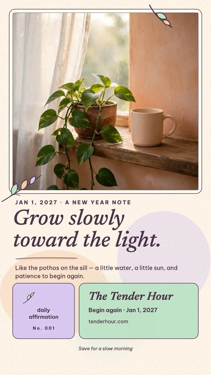 Tender Hour New Year affirmation story template