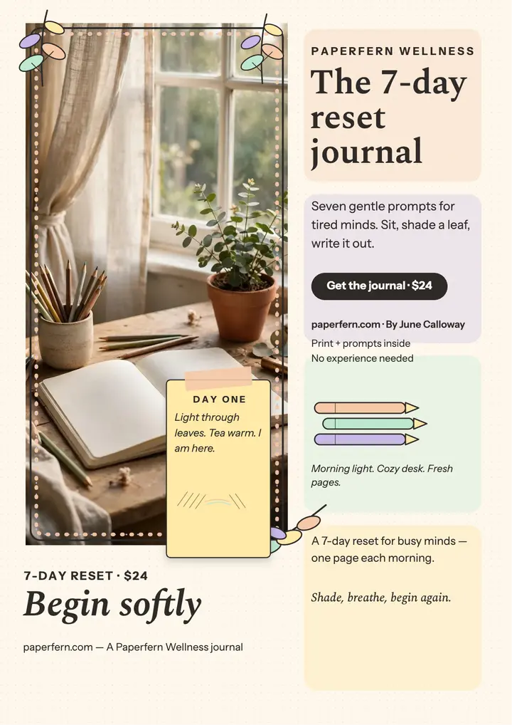 Paperfern 7-day reset journal flyer: wellness journal flyer template