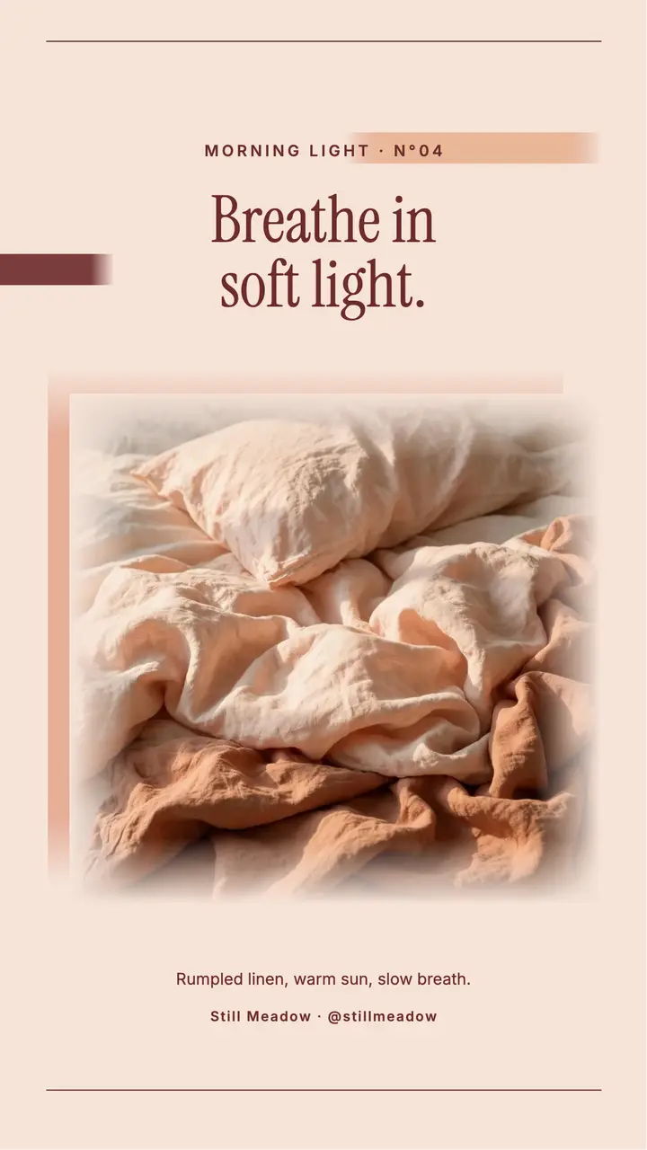 Soft morning affirmation story, bedding template
