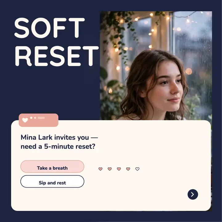 Soft Reset cozy check-in podcast cover template