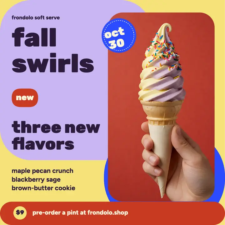 Frondolo soft serve fall menu launch post template