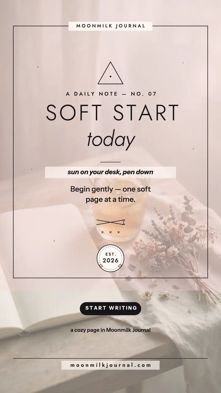 Soft start journaling story, Moonmilk: journaling affirmation story template