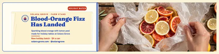 Solara Grove citrus drink launch banner template