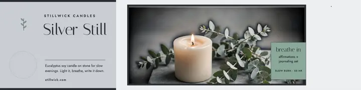 Stillwick silver still candle banner: candle shop banner template
