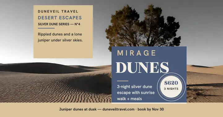 Duneveil silver dune escape post: desert travel post template