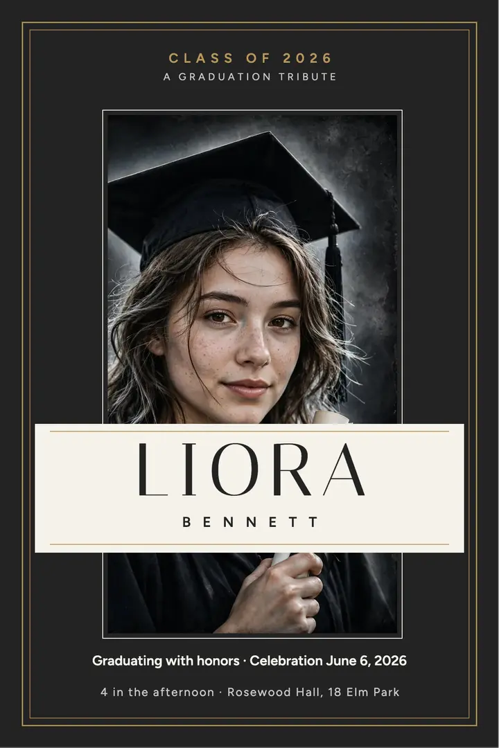 Liora Bennett solarized graduation poster template