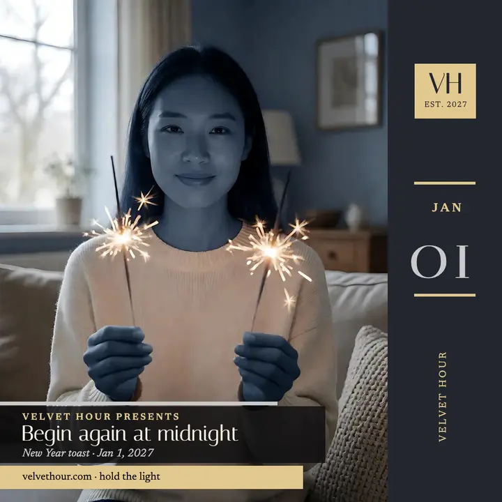 Velvet Hour New Year midnight toast post template