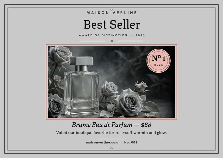 Maison Verline best seller perfume certificate: perfume award certificate template