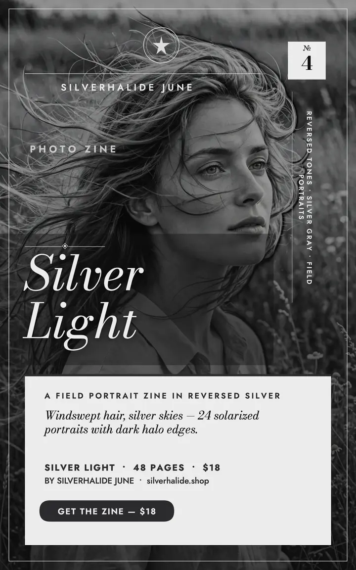 Silver Light solarized zine cover template