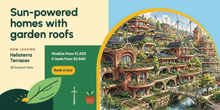 Helioterra Terraces garden-roof apartments now leasing template